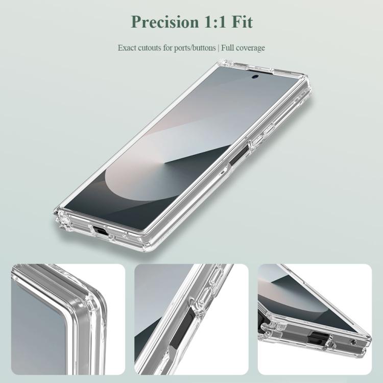 For Galaxy Z Fold7 5G LeReach TOC Clear Series Dual-Composite Armor TPU + Acrylic Shockproof Magnetic Phone Case - Transparent