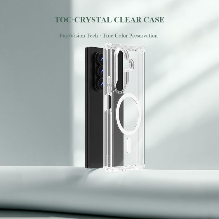 For Galaxy Z Fold7 5G LeReach TOC Clear Series Dual-Composite Armor TPU + Acrylic Shockproof Magnetic Phone Case - Transparent