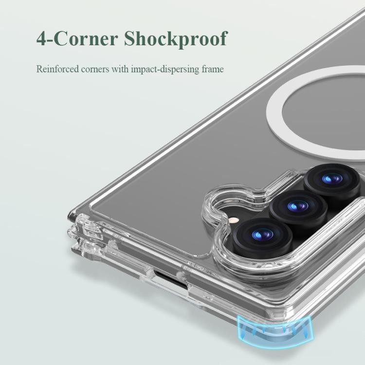 For Galaxy Z Fold7 5G LeReach TOC Clear Series Dual-Composite Armor TPU + Acrylic Shockproof Magnetic Phone Case - Transparent