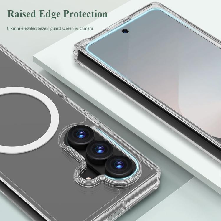 For Galaxy Z Fold7 5G LeReach TOC Clear Series Dual-Composite Armor TPU + Acrylic Shockproof Magnetic Phone Case - Transparent
