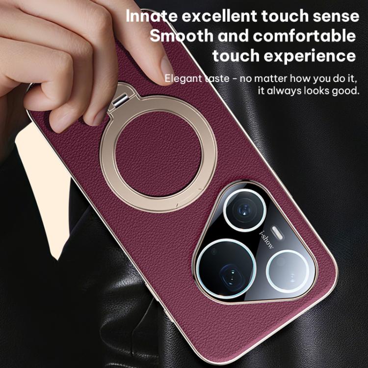 For Huawei Pura 90 Pro Skin Feel Leather Texture Cooling MagSafe Phone Case with 360 Degrees Rotating Holder