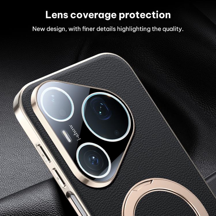 For Huawei Pura 90 Pro Skin Feel Leather Texture Cooling MagSafe Phone Case with 360 Degrees Rotating Holder