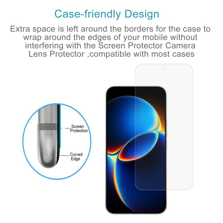 For Redmi K90 Max 5G 50pcs 0.18mm High Aluminum Tempered Glass Film, Support Fingerprint Unlocking