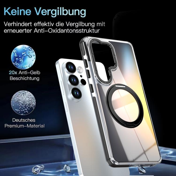 For Galaxy S26 Ultra 5G Dual Color Gradient Discolor 360 Degree Rotation Holder Magnetic Phone Case