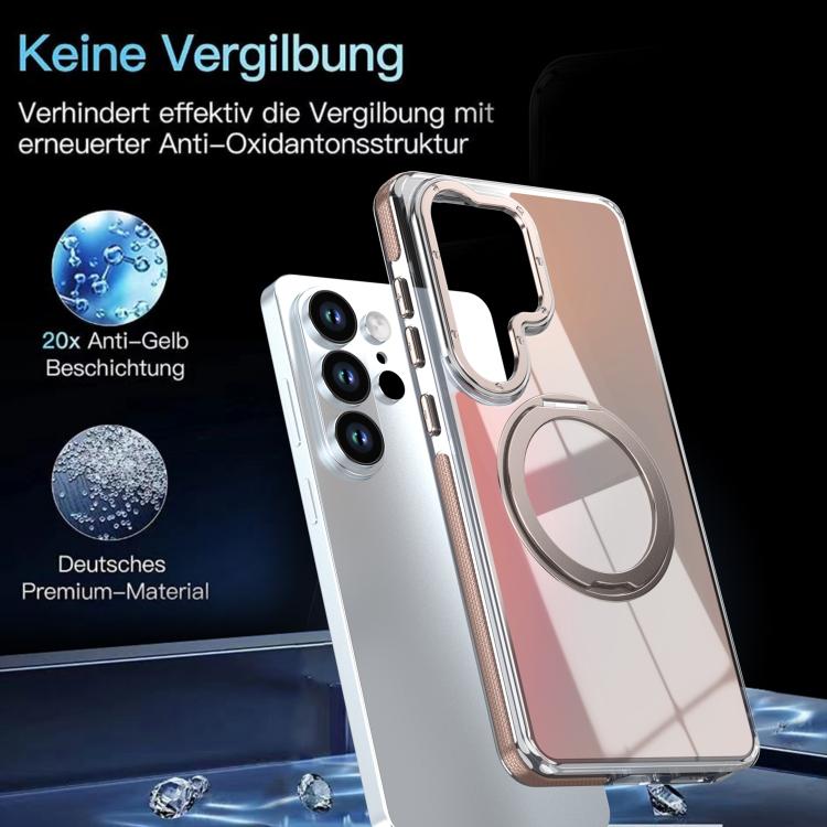 For Galaxy S26 Ultra 5G Dual Color Gradient Discolor 360 Degree Rotation Holder Magnetic Phone Case