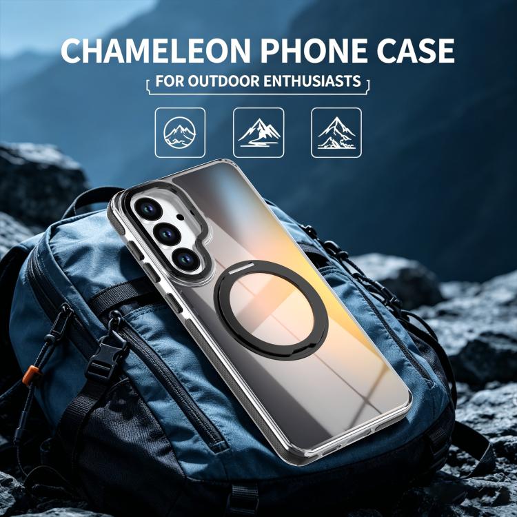 For Galaxy S26 5G Dual Color Gradient Discolor 360 Degree Rotation Holder Magnetic Phone Case