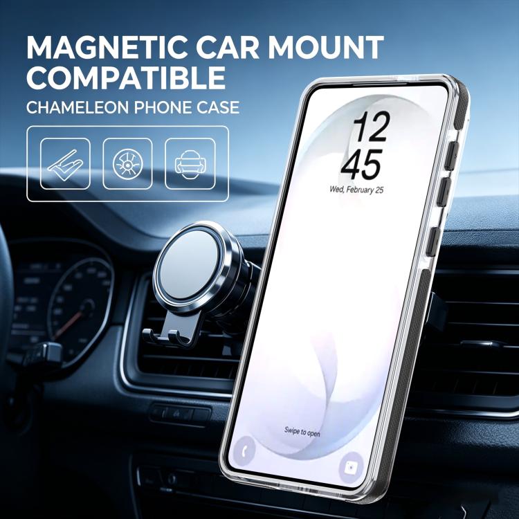 For Galaxy S26 5G Dual Color Gradient Discolor 360 Degree Rotation Holder Magnetic Phone Case