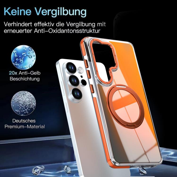 For Galaxy S25 Ultra 5G Dual Color Gradient Discolor 360 Degree Rotation Holder Magnetic Phone Case