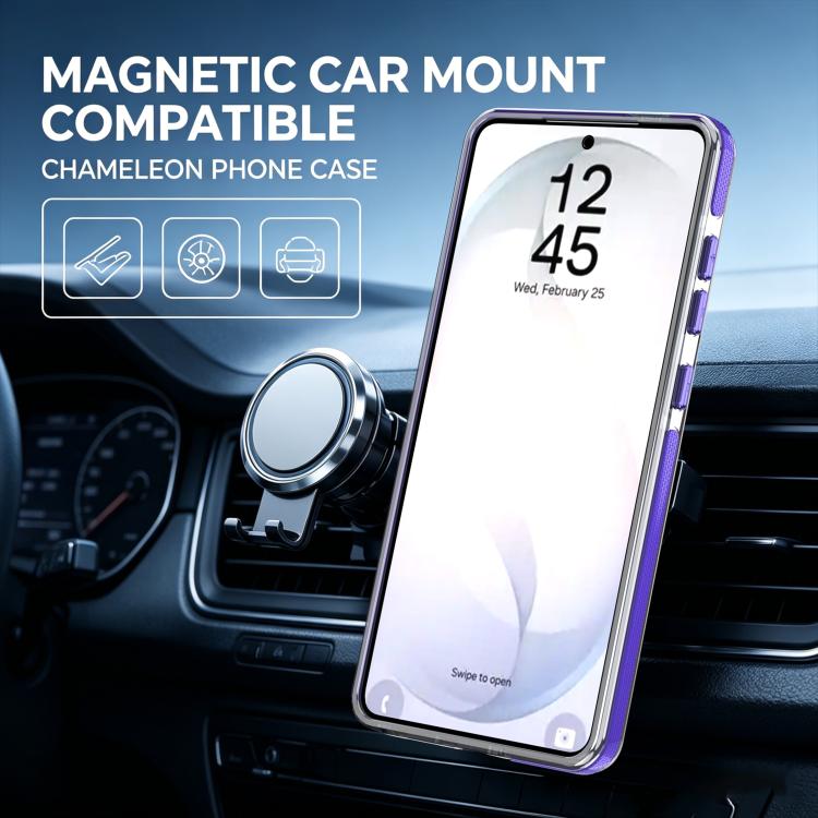 For Galaxy S25 Ultra 5G Dual Color Gradient Discolor 360 Degree Rotation Holder Magnetic Phone Case