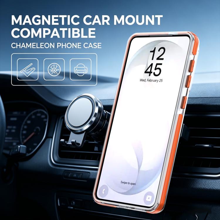 For Galaxy S25+ 5G / S24+ 5G Dual Color Gradient Discolor 360 Degree Rotation Holder Magnetic Phone Case
