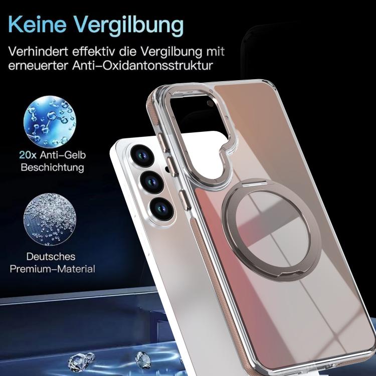 For Galaxy S25+ 5G / S24+ 5G Dual Color Gradient Discolor 360 Degree Rotation Holder Magnetic Phone Case