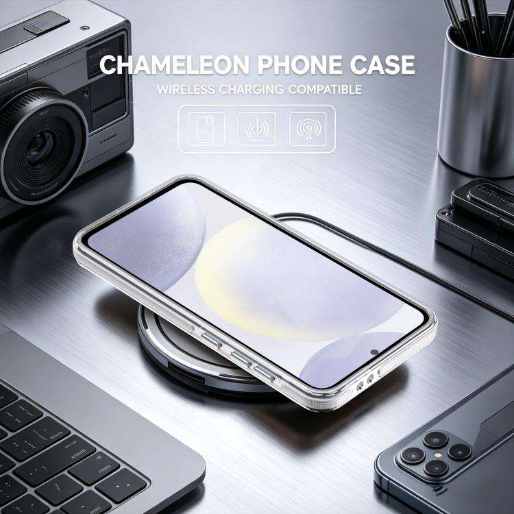 For Galaxy S24 FE 5G Dual Color Gradient Discolor 360 Degree Rotation Holder Magnetic Phone Case