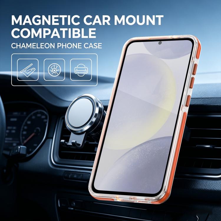 For Galaxy S24 FE 5G Dual Color Gradient Discolor 360 Degree Rotation Holder Magnetic Phone Case