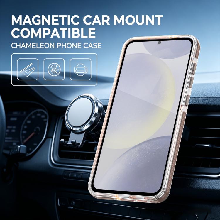 For Galaxy S24 FE 5G Dual Color Gradient Discolor 360 Degree Rotation Holder Magnetic Phone Case