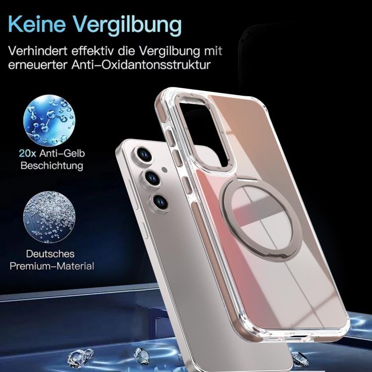For Galaxy S24 FE 5G Dual Color Gradient Discolor 360 Degree Rotation Holder Magnetic Phone Case