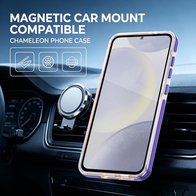 For Galaxy S24 FE 5G Dual Color Gradient Discolor 360 Degree Rotation Holder Magnetic Phone Case
