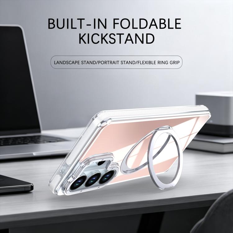 For Galaxy S23 Ultra 5G Dual Color Gradient Discolor 360 Degree Rotation Holder Magnetic Phone Case