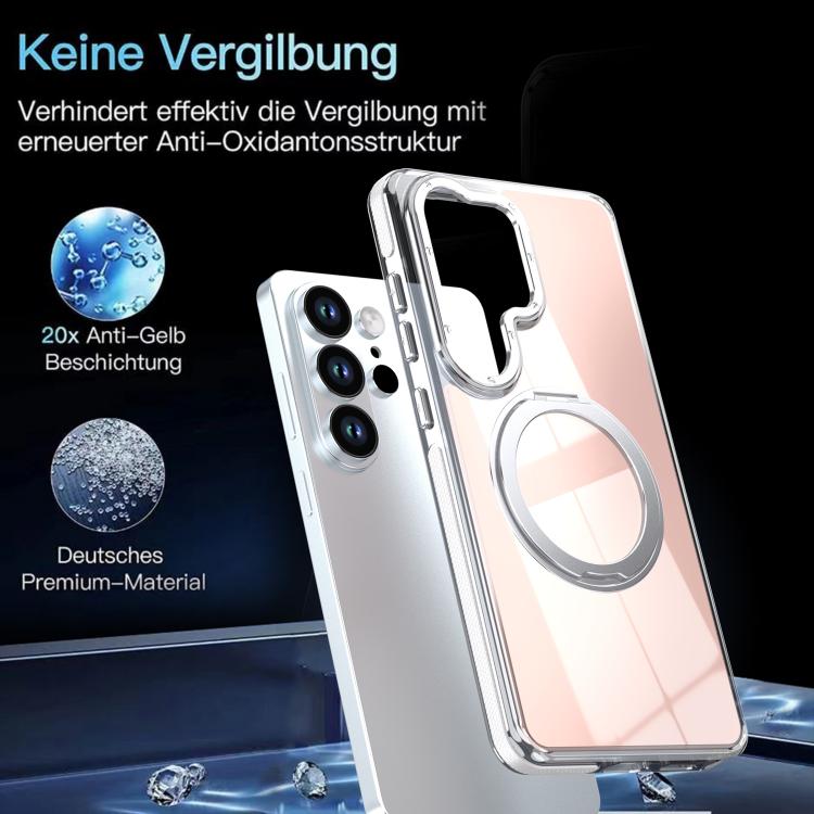 For Galaxy S23 Ultra 5G Dual Color Gradient Discolor 360 Degree Rotation Holder Magnetic Phone Case