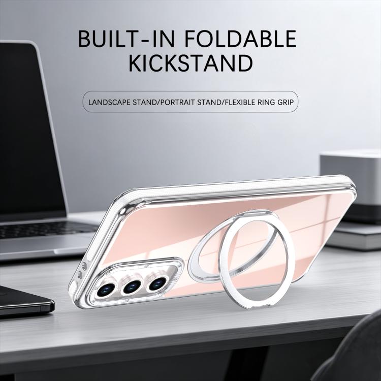 For Galaxy S23 FE 5G Dual Color Gradient Discolor 360 Degree Rotation Holder Magnetic Phone Case