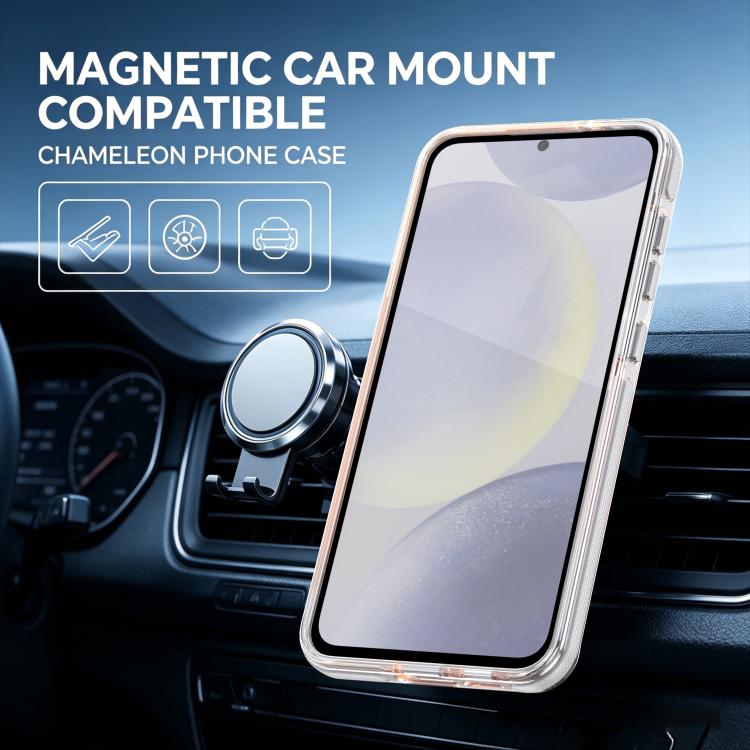 For Galaxy S23 FE 5G Dual Color Gradient Discolor 360 Degree Rotation Holder Magnetic Phone Case