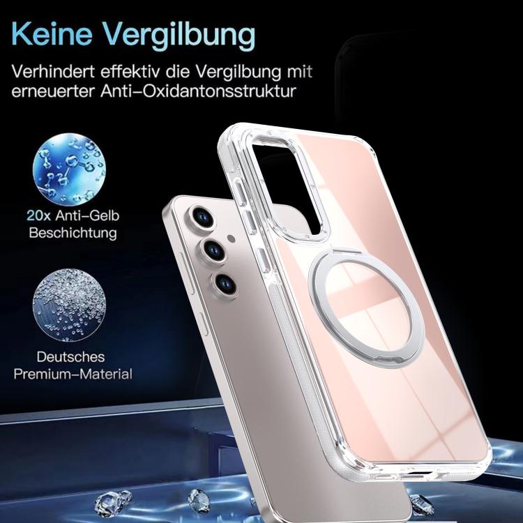 For Galaxy S23 FE 5G Dual Color Gradient Discolor 360 Degree Rotation Holder Magnetic Phone Case