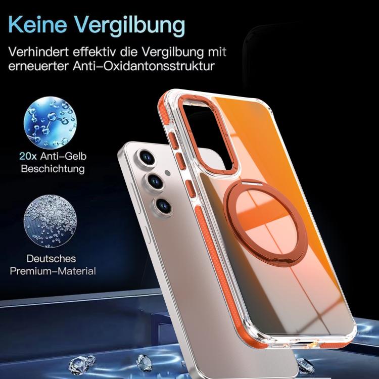 For Galaxy S23 FE 5G Dual Color Gradient Discolor 360 Degree Rotation Holder Magnetic Phone Case