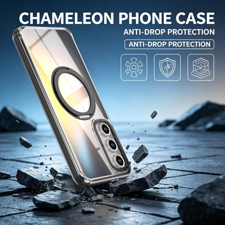 For Galaxy S23 FE 5G Dual Color Gradient Discolor 360 Degree Rotation Holder Magnetic Phone Case