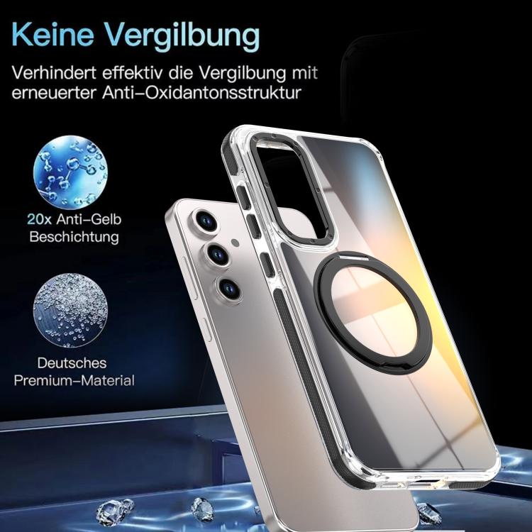 For Galaxy S23 FE 5G Dual Color Gradient Discolor 360 Degree Rotation Holder Magnetic Phone Case
