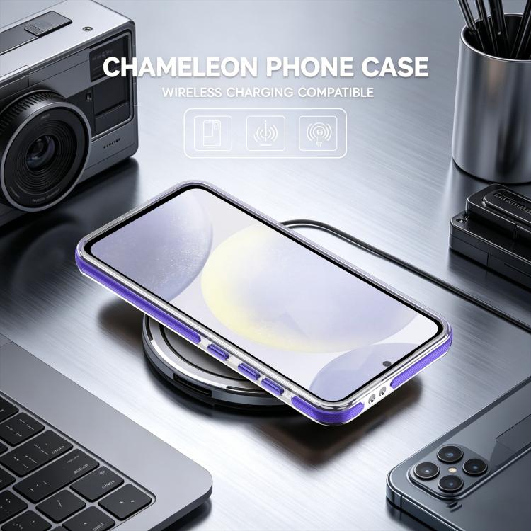 For Galaxy S23 FE 5G Dual Color Gradient Discolor 360 Degree Rotation Holder Magnetic Phone Case