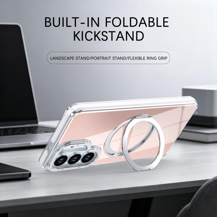 For Galaxy S23+ 5G Dual Color Gradient Discolor 360 Degree Rotation Holder Magnetic Phone Case