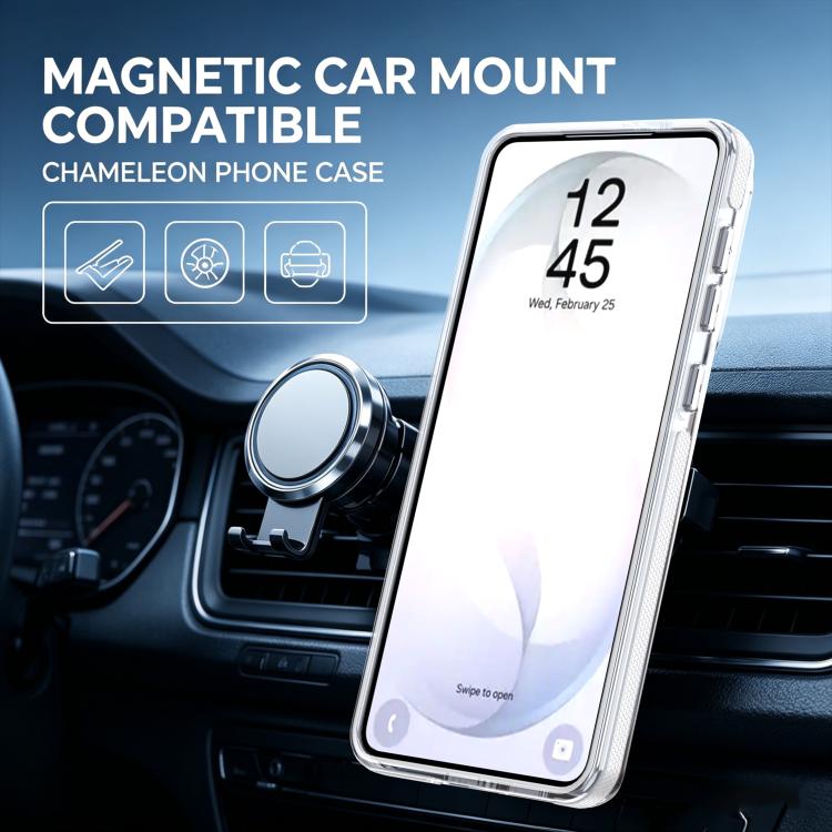 For Galaxy S23+ 5G Dual Color Gradient Discolor 360 Degree Rotation Holder Magnetic Phone Case
