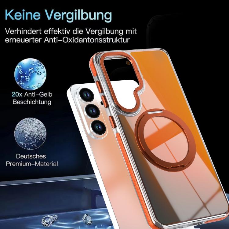 For Galaxy S23+ 5G Dual Color Gradient Discolor 360 Degree Rotation Holder Magnetic Phone Case