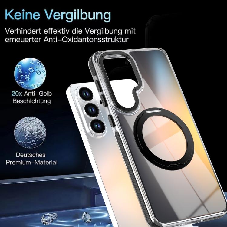 For Galaxy S23+ 5G Dual Color Gradient Discolor 360 Degree Rotation Holder Magnetic Phone Case