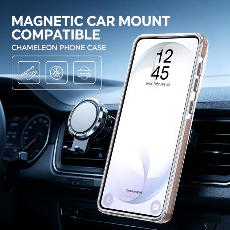 For Galaxy S23+ 5G Dual Color Gradient Discolor 360 Degree Rotation Holder Magnetic Phone Case