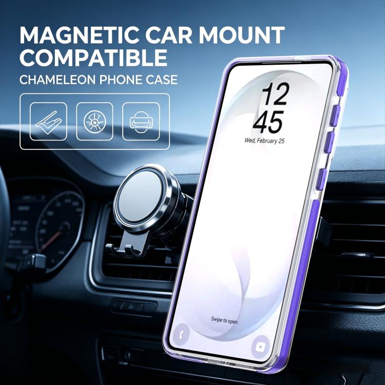 For Galaxy S23+ 5G Dual Color Gradient Discolor 360 Degree Rotation Holder Magnetic Phone Case