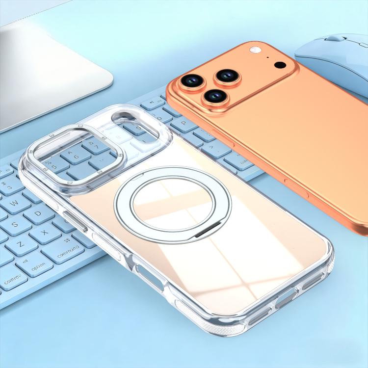 For iPhone 17 Pro Max Dual Color Gradient Discolor 360 Degree Rotation Holder Magnetic Phone Case