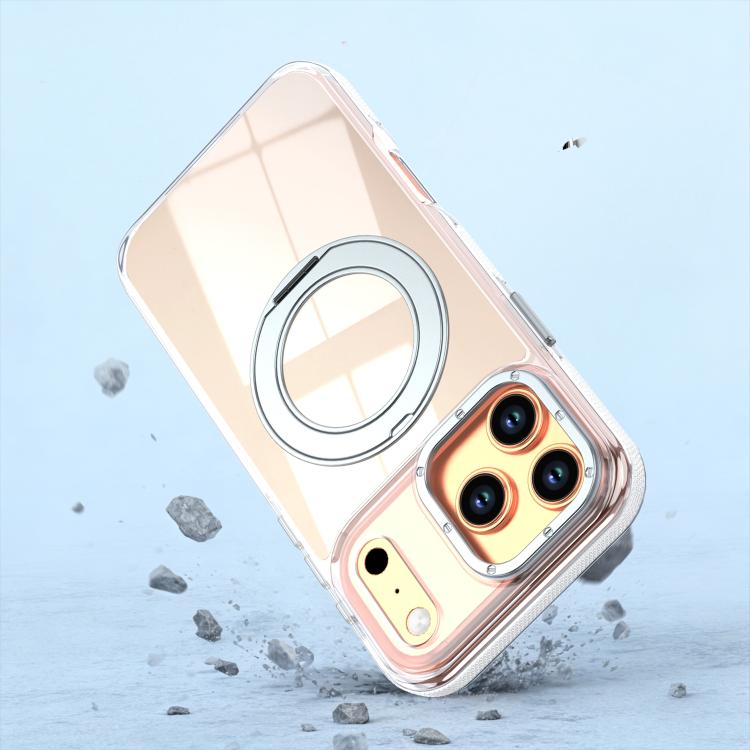 For iPhone 17 Pro Max Dual Color Gradient Discolor 360 Degree Rotation Holder Magnetic Phone Case