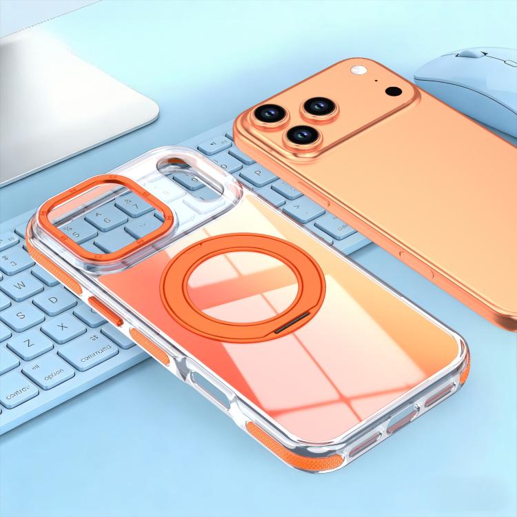 For iPhone 17 Pro Max Dual Color Gradient Discolor 360 Degree Rotation Holder Magnetic Phone Case