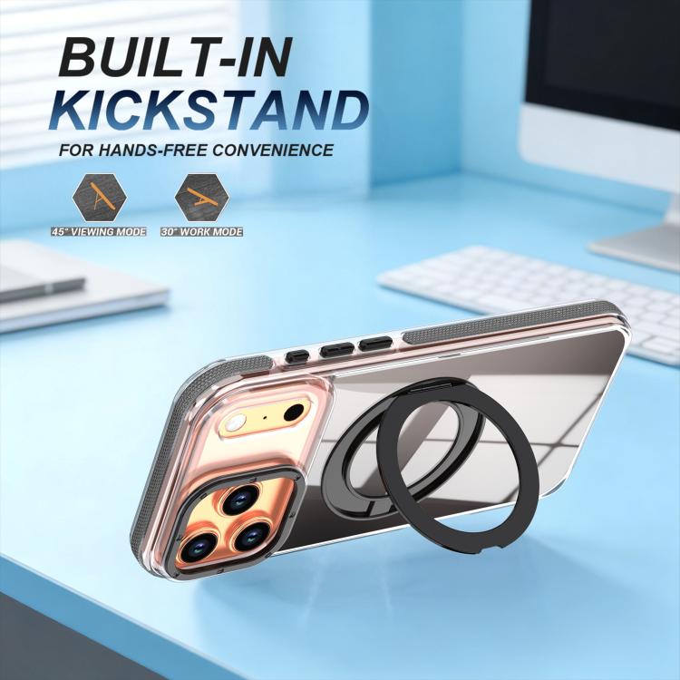 For iPhone 17 Pro Max Dual Color Gradient Discolor 360 Degree Rotation Holder Magnetic Phone Case