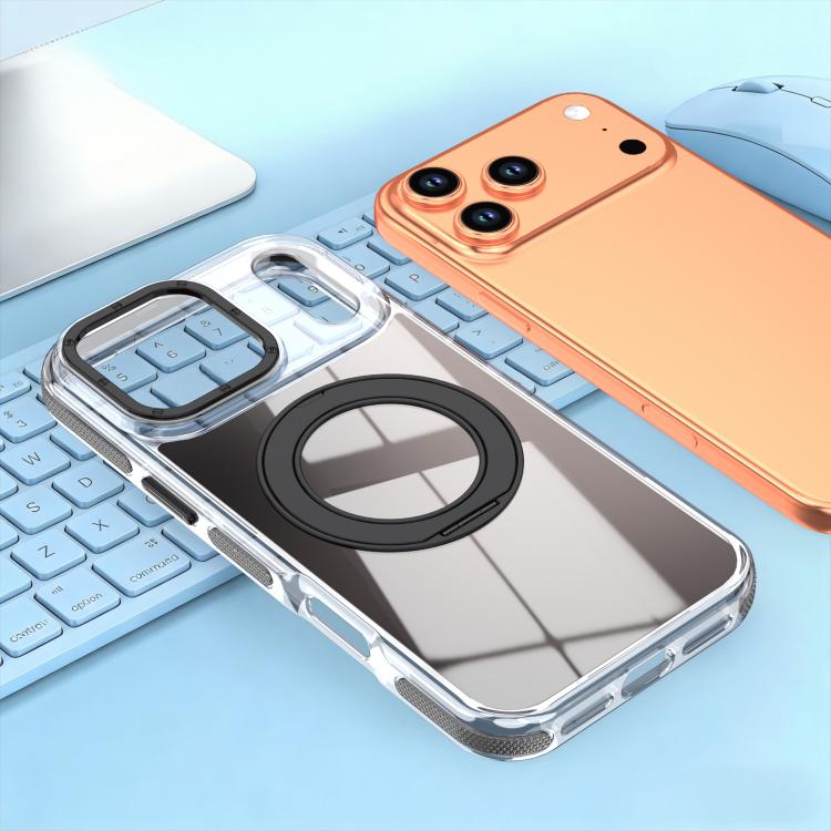 For iPhone 17 Pro Max Dual Color Gradient Discolor 360 Degree Rotation Holder Magnetic Phone Case
