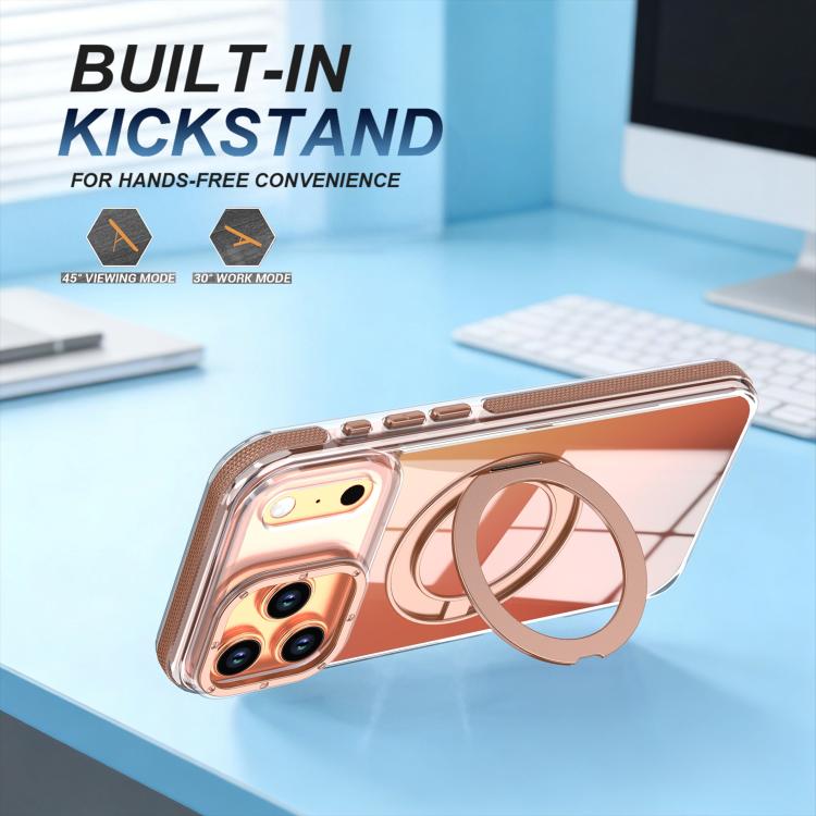 For iPhone 17 Pro Max Dual Color Gradient Discolor 360 Degree Rotation Holder Magnetic Phone Case