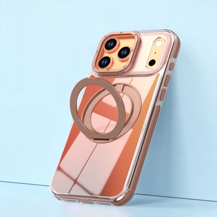 For iPhone 17 Pro Max Dual Color Gradient Discolor 360 Degree Rotation Holder Magnetic Phone Case