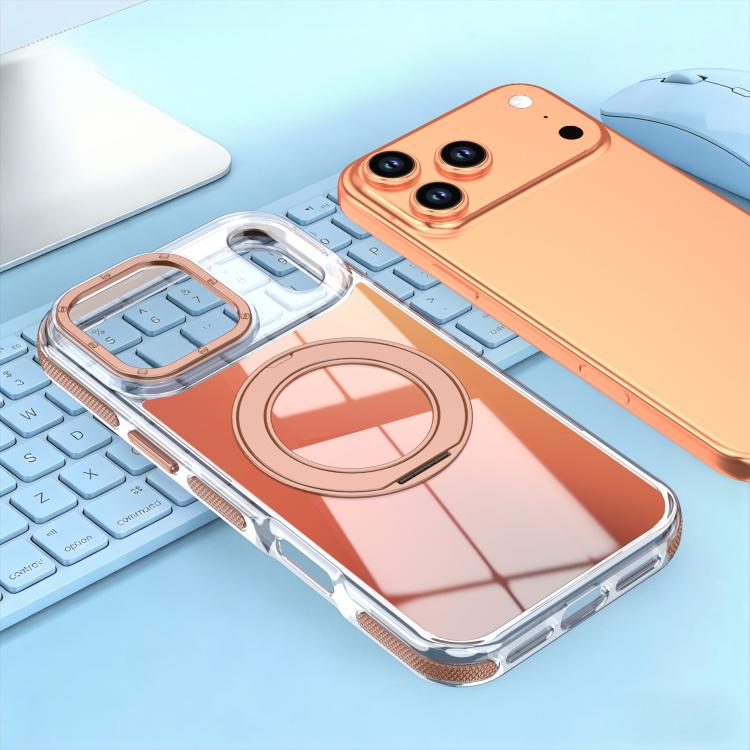 For iPhone 17 Pro Max Dual Color Gradient Discolor 360 Degree Rotation Holder Magnetic Phone Case
