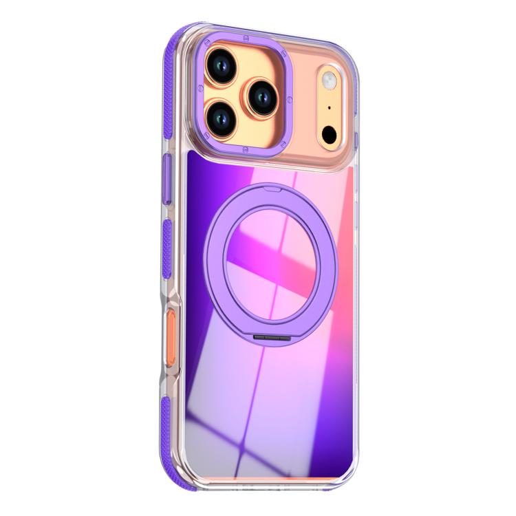 For iPhone 17 Pro Max Dual Color Gradient Discolor 360 Degree Rotation Holder Magnetic Phone Case