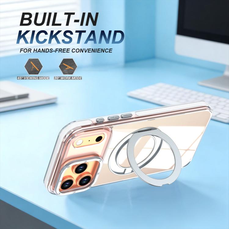 For iPhone 17 Pro Dual Color Gradient Discolor 360 Degree Rotation Holder Magnetic Phone Case