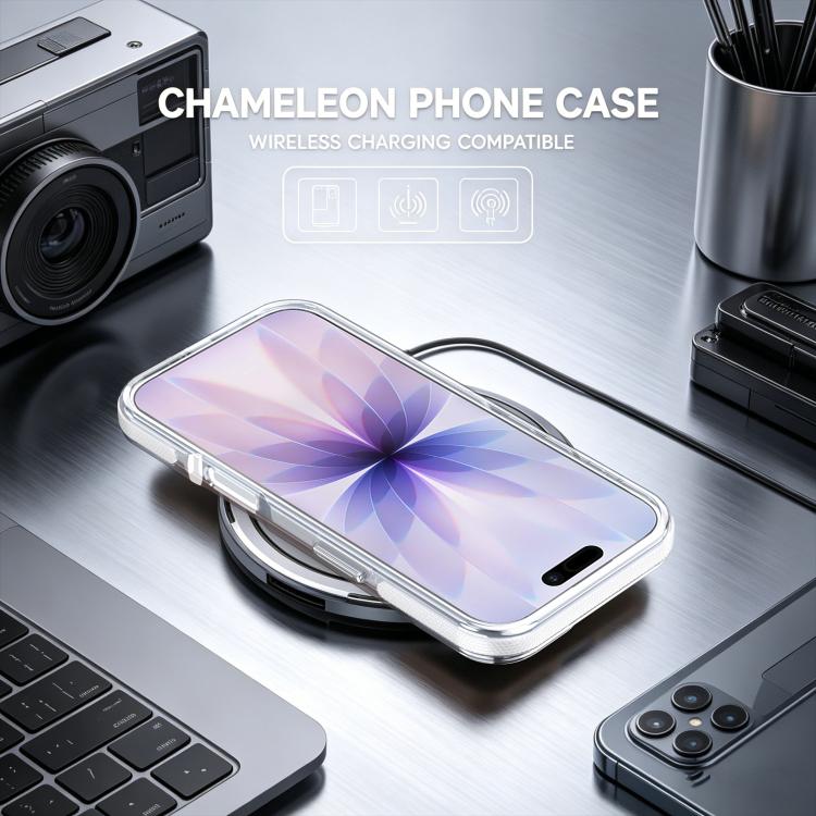 For iPhone 17 Pro Dual Color Gradient Discolor 360 Degree Rotation Holder Magnetic Phone Case