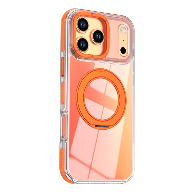 For iPhone 17 Pro Dual Color Gradient Discolor 360 Degree Rotation Holder Magnetic Phone Case