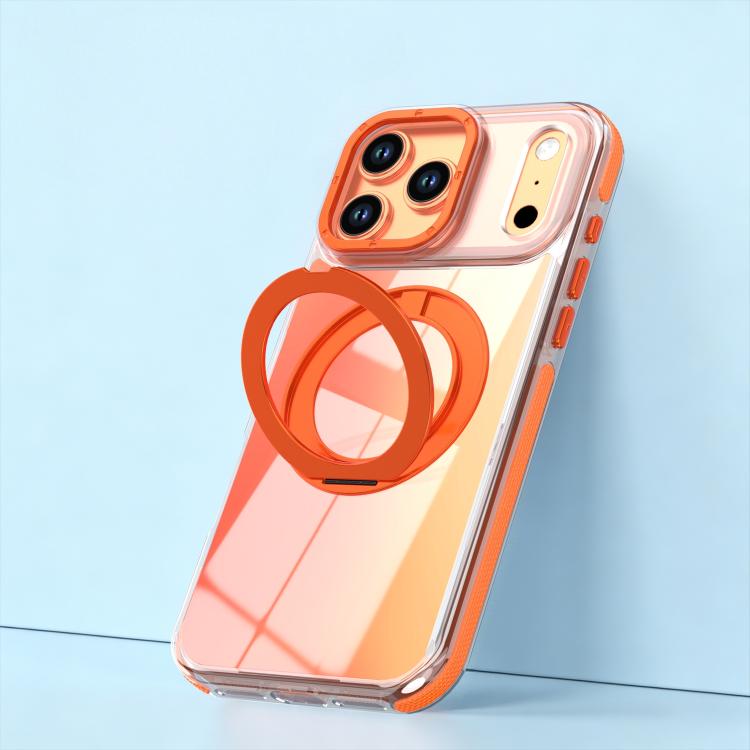 For iPhone 17 Pro Dual Color Gradient Discolor 360 Degree Rotation Holder Magnetic Phone Case