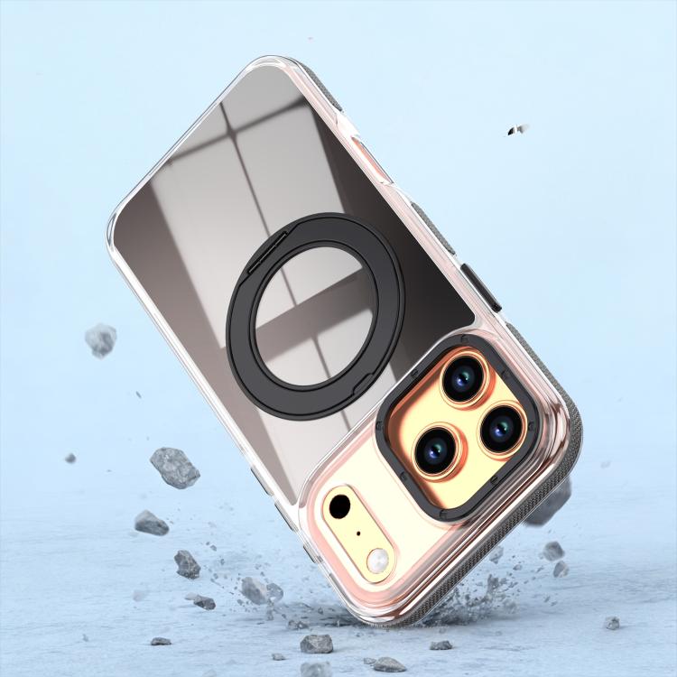 For iPhone 17 Pro Dual Color Gradient Discolor 360 Degree Rotation Holder Magnetic Phone Case