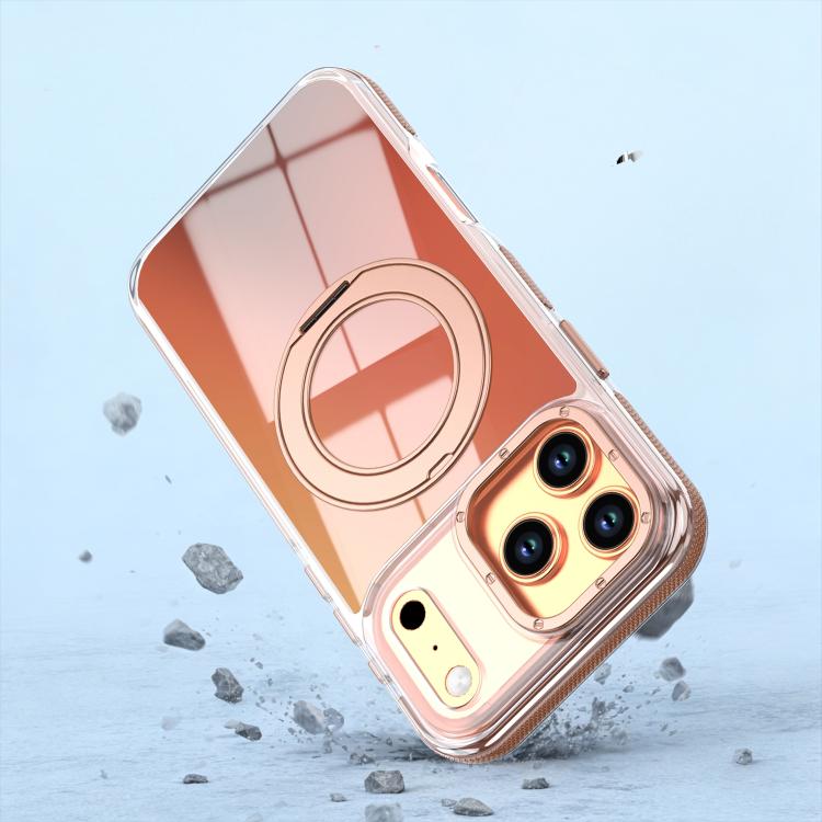 For iPhone 17 Pro Dual Color Gradient Discolor 360 Degree Rotation Holder Magnetic Phone Case